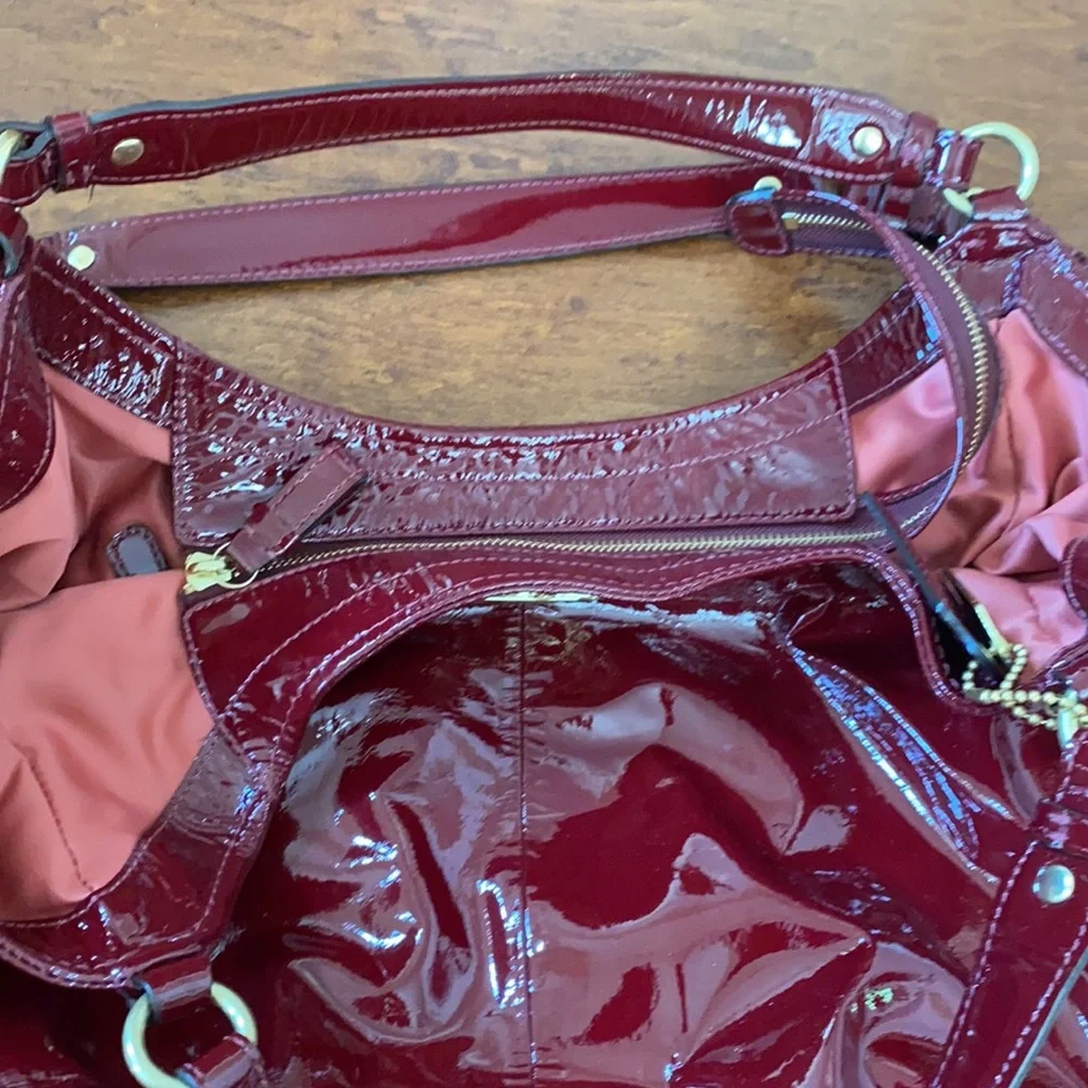 Coach Madison Burgundy Patent Leather Satchel - Picture 15 of 15